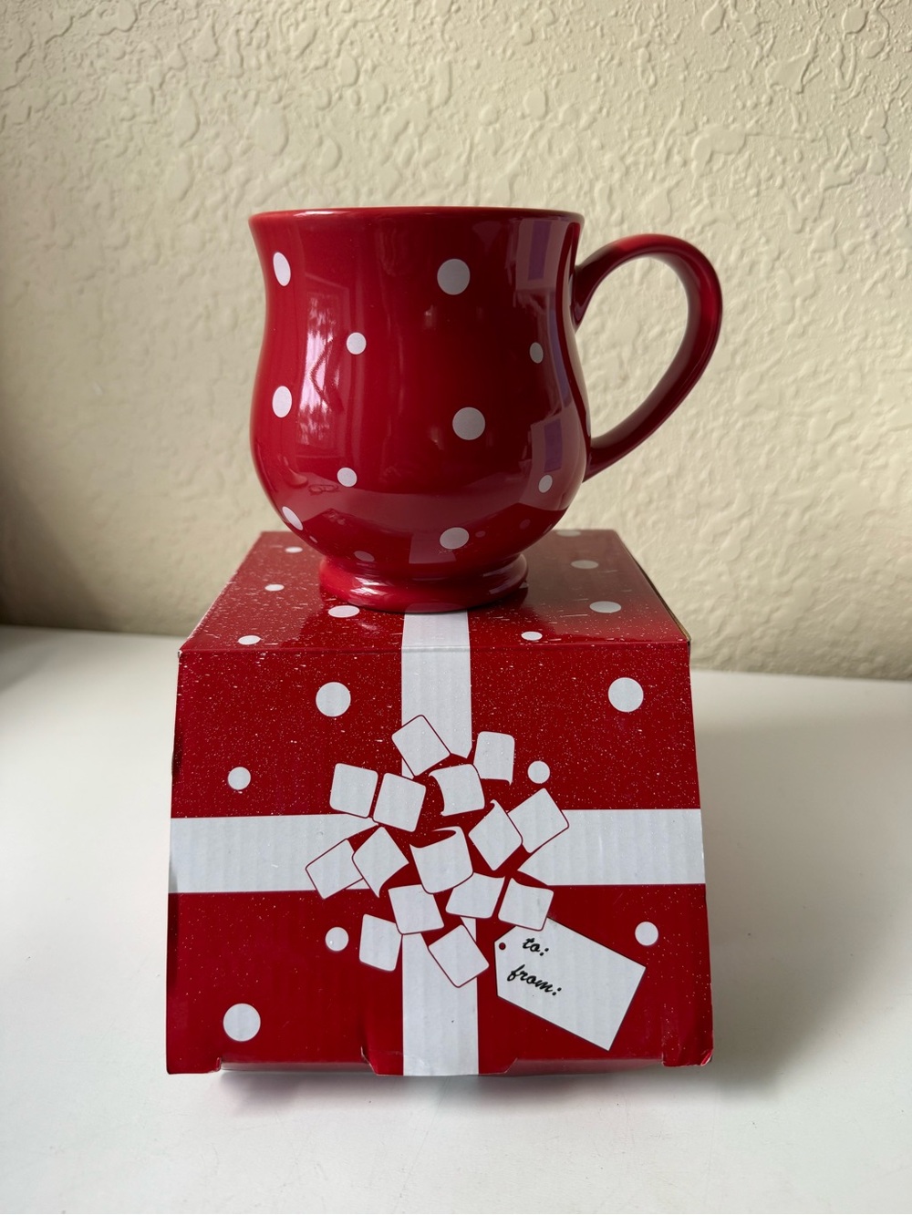 Temptations Red Polka Dot Ceramic Mug - 16 oz 🦋